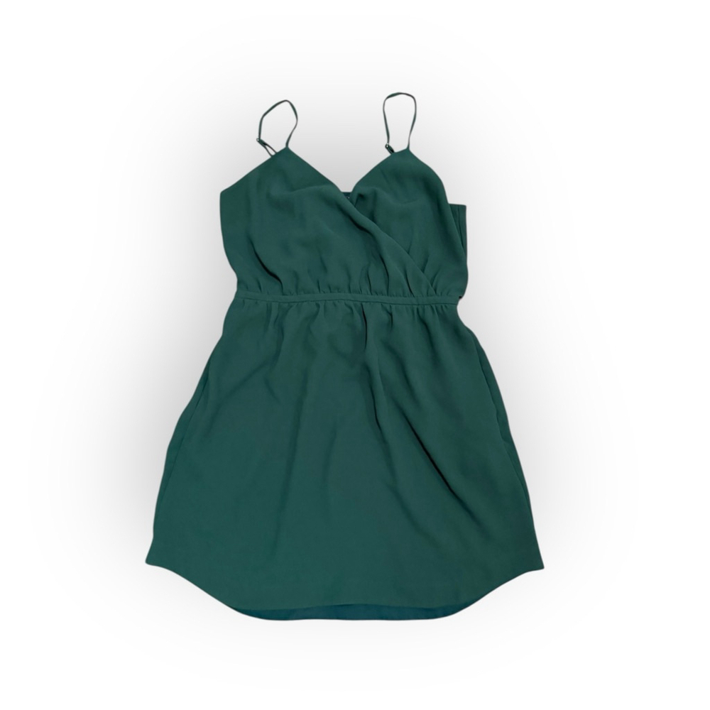 Madewell Women’s Spaghetti Strap Wrap Style Lined Dress Size 12 Dark Green - Picture 2 of 7